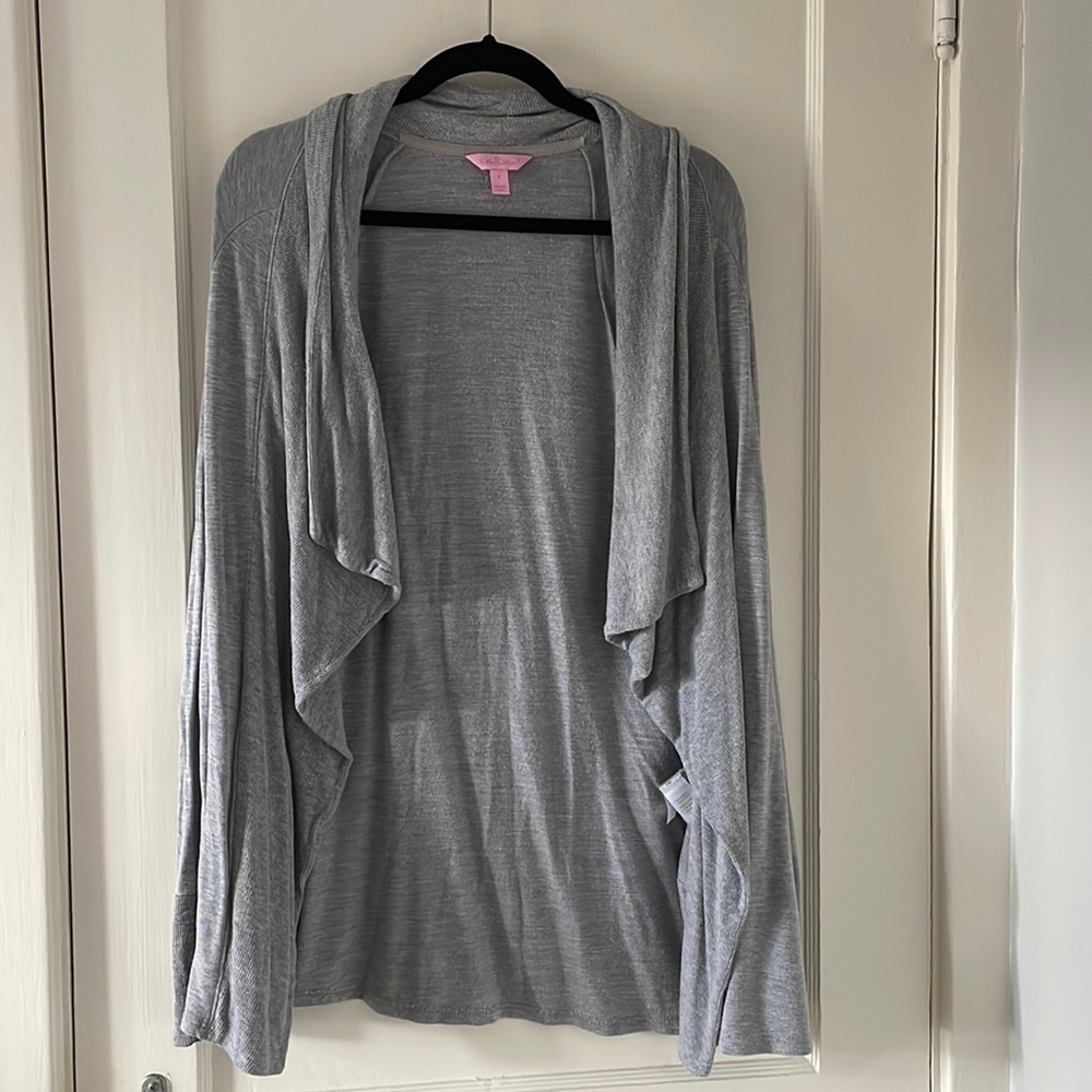 Lilly Pulitzer soft gray open sweater